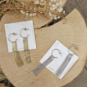 PENDIENTES DE ACERO DE ARO CON FLECOS  Joya de acero inoxidable
