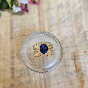 ANILLO DE ACERO PIEDRA AZUL  Joya de acero inoxidable