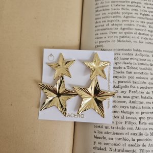 PENDIENTES FLOR Y CRISTAL  Joya de acero inoxidable