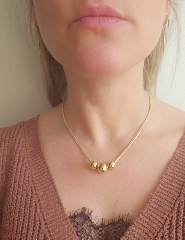 COLLAR ACERO TRIPLE BOLA Joya de acero inoxidable COLLAR ACERO TRIPLE BOLA Joya de acero inoxidable